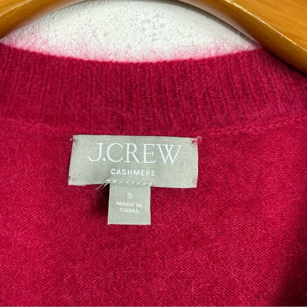 J.Crew Brushed cashmere short-sleeve cardigan Crimson Rouge Sz Small - Picture 3 of 7